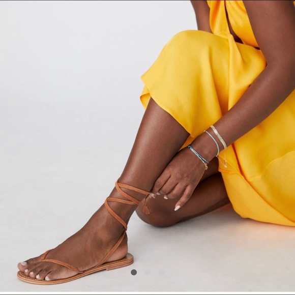 Anthropologie Pilcro Tie Up Sandals sz 8 Brown Flats tassels NWOB - Picture 2 of 9